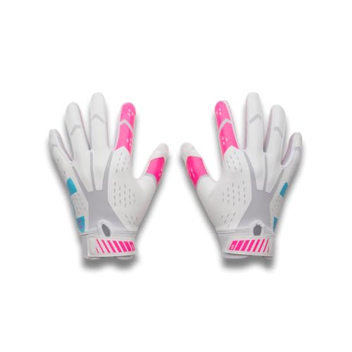 Under Armour Youth Blur Football Gloves White Pink Rave Youth Medium