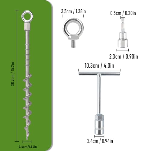 8 Pcs 14-Inch Detachable Ground Anchors for Tent Stakes - Cast Aluminum, Spiral Design
