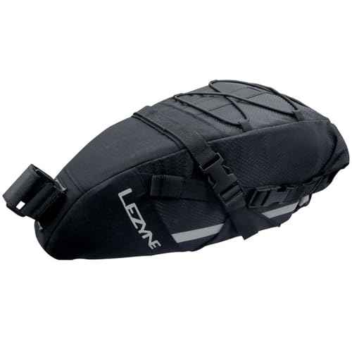 LEZYNE Caddy Bike Saddle Bag - Durable Nylon Cycling Storage Bag with Velcro/Quick Release Mount, Reflective Accents, Water-Resistant Zipper for Road Bikes & Commuters