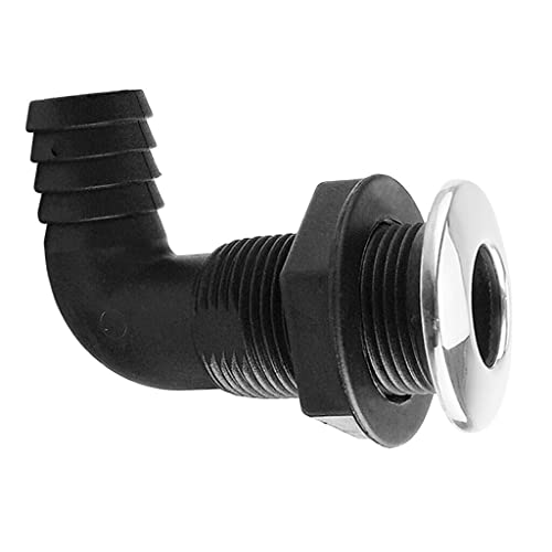90 Degree Nylon Thru-Hull Connector for Marine Deck Drain 3/4" Hose Fitting
