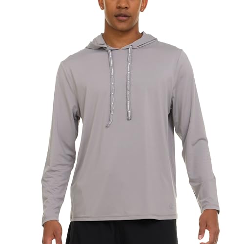 Champion Men's Sun Hoodie Long Sleeve UPF 50+ Rash Guard Fishing Shirt - Large Light Grey
