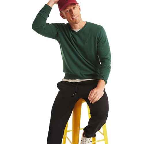 Nautica Men's Classic Fit Soft Lightweight Jersey V-Neck Sweater, ForestGreen, L