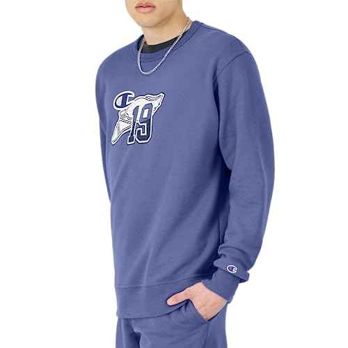 Champion Men's Powerblend Fleece Crew, Block Outline