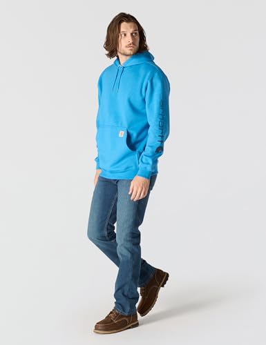 Carhartt Men's Iconic Logo Sweatshirt Small Horizon Blue Heather - Warm Durable Workwear