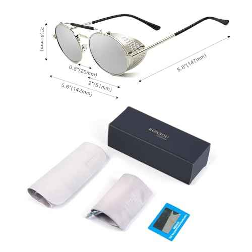 RONSOU Steampunk Style Round Vintage Polarized Sunglasses Retro Eyewear UV400 Protection Matel Frame