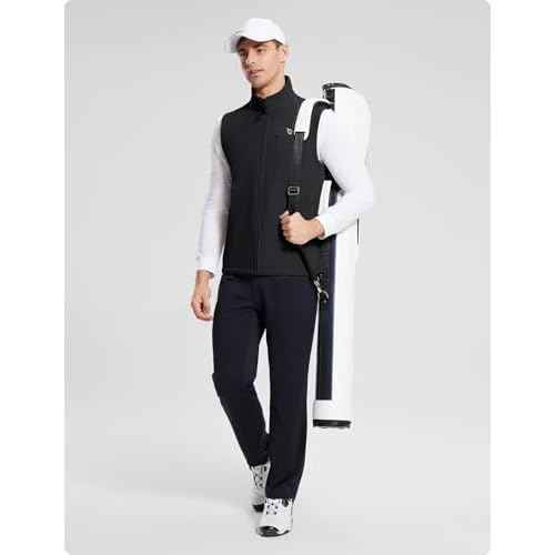 baleaf Men's Golf Vest Fleece Lined Softshell Sleeveless Jacket Water Resistant Cold Weather Running Gear Winter Pockets