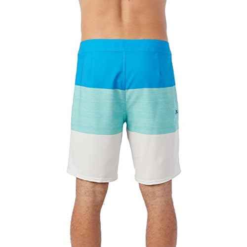 O'NEILL Mens Hyperfreak Heat Block Swim Trunks - 19 Inch Inseam Fixed Waist Performance Boardshorts for Men,Aqua Wash,30