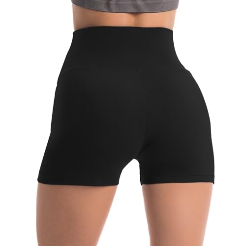 High Waisted Biker Shorts for Women 2 Pack Black Large-X-Large