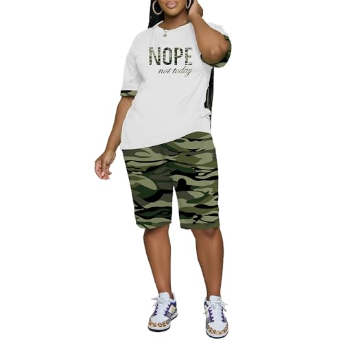 Camouflage Women’s 2 Piece Workout & Casual Set - XX-Large Summer Activewear