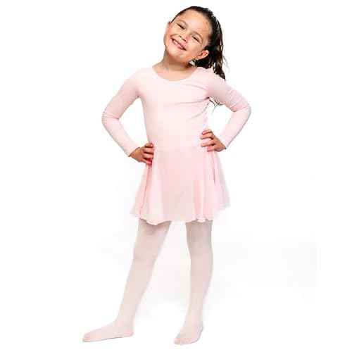 Stelle Ballet Leotards for Girls Long Sleeve Toddler Dance Leotard Outfits with Skirt Classic(Little/Big Kid)
