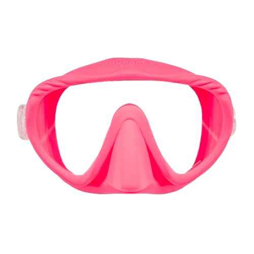 SCUBAPRO Ghost Scuba Dive Mask, Low-Volume Frameless Design w/Ultra Clear Single Lens, Silicone Skirt and Easy-Adjust Strap Buckles, Pink