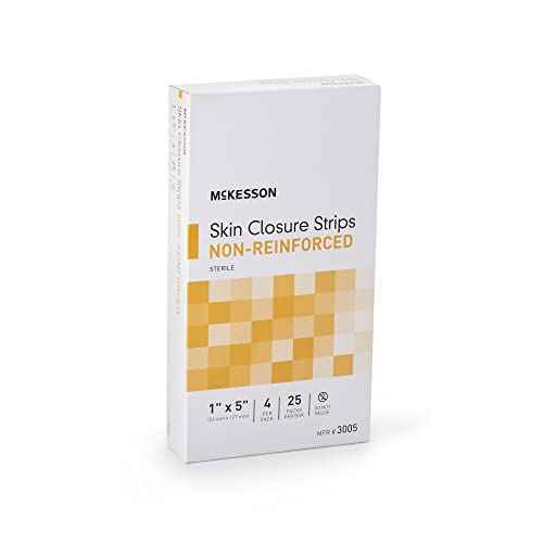 McKesson Skin Closure Strips, Sterile, Non-Reinforced, 1 in x 5 in, 25 Count