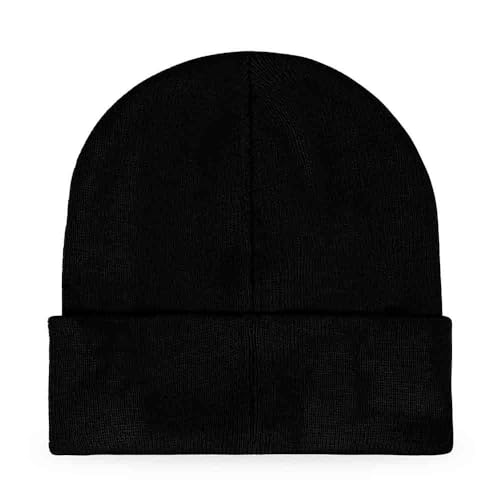 12-Inch Knit Beanie Hat for Cold Weather - One Size Black