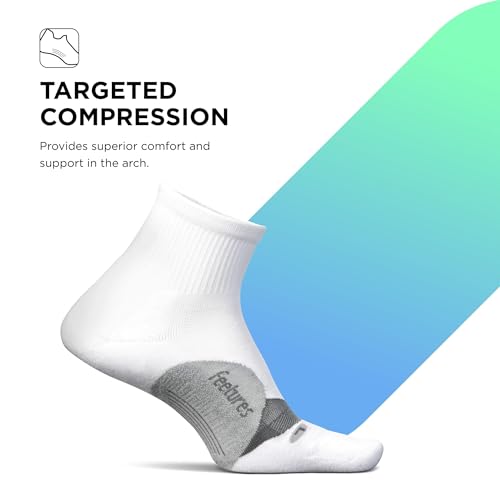 Feetures Elite Light Cushion Quarter Socks - Medium White, 1 Pair