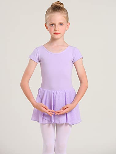 Purple Long Sleeve Ballet Leotard with Glitter Tutu for Toddlers - A1 (2-3T)