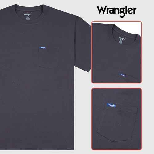 Wrangler Big and Tall T-Shirts for Men - 2 Pack Cotton Tee with Chest Pocket