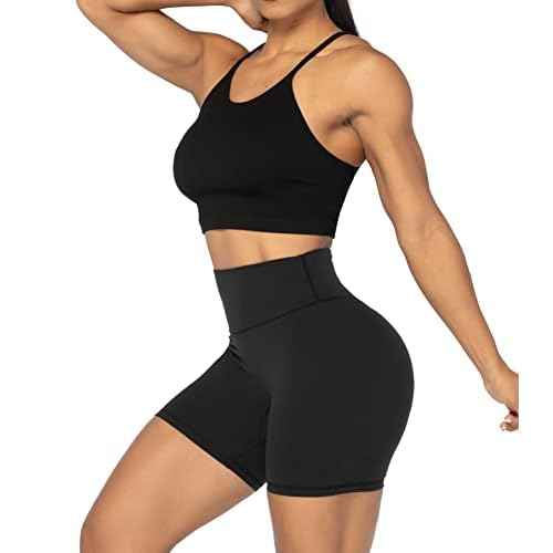 Sunzel No Front Seam High Waist Biker Shorts for Women, Squat Proof Yoga Workout Gym Bike Shorts