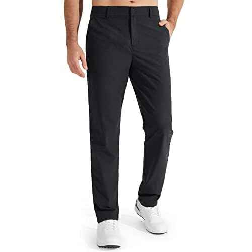 Libin Mens Golf Pants Stretch Work Dress Pants 30"/32"/34" Quick Dry Lightweight Casual Comfy Trousers with Pockets