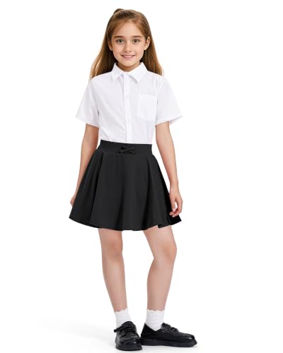 Girls Skirts Kids Casual Skorts Athletic Uniform Skirt with Pockets - 7-8 Years, Black
