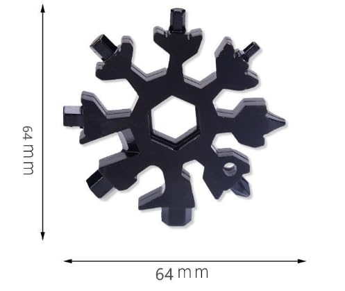 18 in 1 Snowflake Wrench Snowflake Multi Tool EDC Camping Gear Octagonal Phillips Flat Screwdriver Kit/Wrench/Bottle Opener (Black)