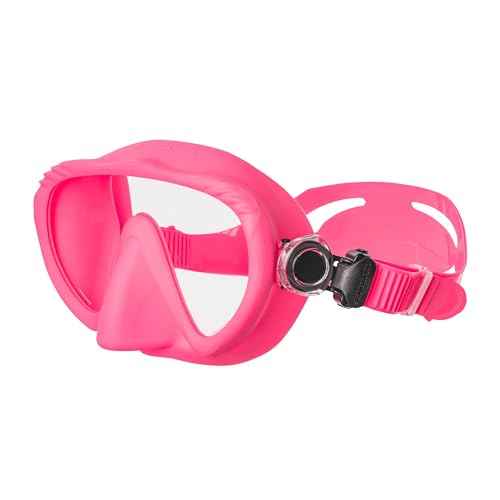 SCUBAPRO Ghost Scuba Dive Mask, Low-Volume Frameless Design w/Ultra Clear Single Lens, Silicone Skirt and Easy-Adjust Strap Buckles, Pink
