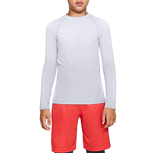 Boys Compression Shirt Long Sleeve Football Undershirt - Large Black White