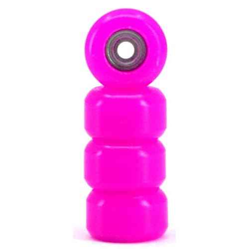 Teak Tuning CNC Polyurethane Fingerboard Bearing Wheels, Pink - Set of 4 Wheels - Durable Material with a Hard Durometer