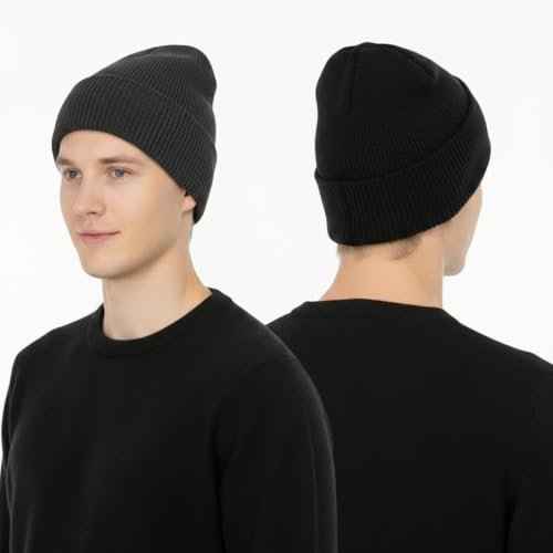 2 PCS Unisex Beanie Hats for Men Women Winter Knit Beanies Soft Slouchy Warm Cuffed Beanie Hat