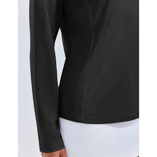 PINSPARK Long Sleeve Workout Tops for Women UPF 50+ Sun Shirts V Neck Quick Dry Golf Hiking Athletic Running Fishing Shirts