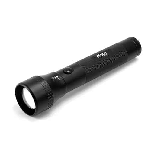 Heavy Duty 2-Cell D Battery LED Big Flashlights, Zoomable Single Mode Aluminum Alloy Torch Flashlight, Rugged Metal Flashlight for Outdoor Adventures Emergency Hiking Camping Caving (1 Pack)