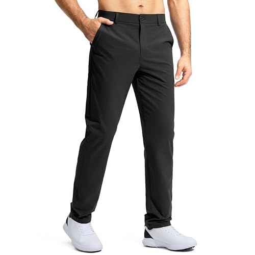 Pudolla Men's Golf Pants Stretch Work Dress Comfy Pants 30"/32"/34" Lightweight Quick Dry Casual Slacks Trousers with Pockets