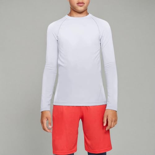 Boys Compression Shirt Long Sleeve Football Undershirt - Large Black White
