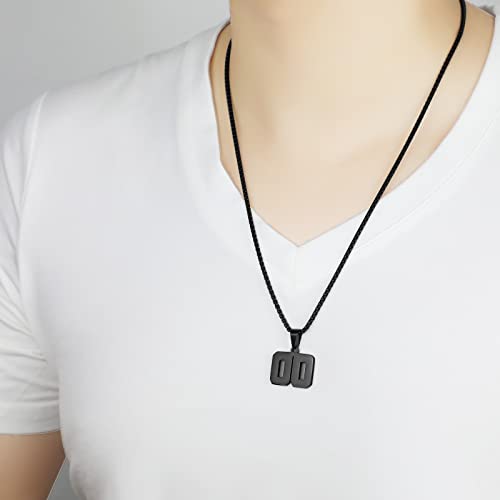 Number Necklace for Boy Black Athletes Number Stainless Steel Chain 00-99 Number Charm Pendant Personalized Sports Jewelry for Men Basketball Baseball Football