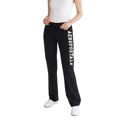 AEROPOSTALE Women's Aero Logo Fit and Flare Sweatpants - Small Dark Black