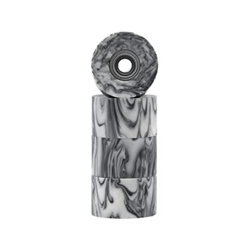 Teak Tuning Apex 61D Urethane Fingerboard Wheels - Cruiser Style, Bowl Shaped, 8.7mm Diameter - ABEC-9 Stealth Bearings - Made in The USA - Grey & White Swirl Colorway