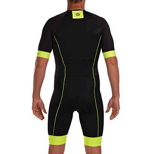 Zoot Men¡¯s Core Tri Aero Racesuit, Short Sleeve Tri Suit, Swim Bike Run Chamois Pad, Pockets, UPF 50+ Quick Dry Fabric