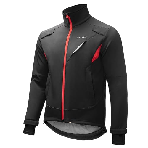 Men's Winter Cycling Jacket - Relaxed Fit Thermal Bike Coat Large Black-Red