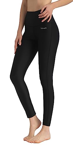 Women's High Waist Rash Guard Leggings UPF 50+ Swim Pants Medium Black