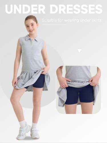 Toddler Girl Bike Shorts 6 Pack Under Dress Dance Shorts - 14-16 Years, Black Gray Navy Pink