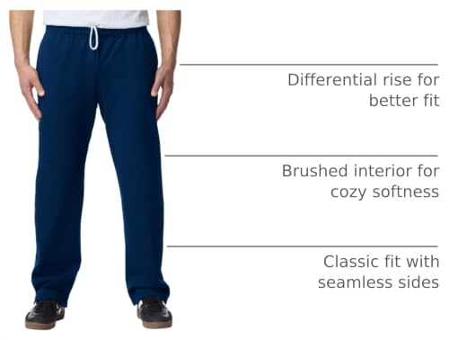 Adult Fleece Sweatpants with Pockets - Navy XX-Large Open Bottom G18300