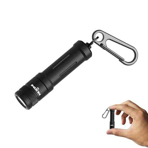 EDC Keychain Flashlight,100 High Lumen K2 Mini LED Light with AAA Battery, IPX7 Waterpoof Portable Small Light for Night Emergency etc.(Black)