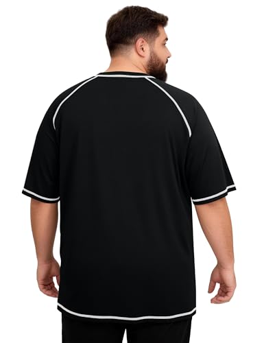 Roadbox Big & Tall Men’s Swim Shirt UPF 50+ Short Sleeve Rash Guard 4X-Large Black