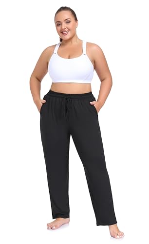 Plus Size Women's Yoga Pants with Pockets - Black, 3X, Lounge & Joggers