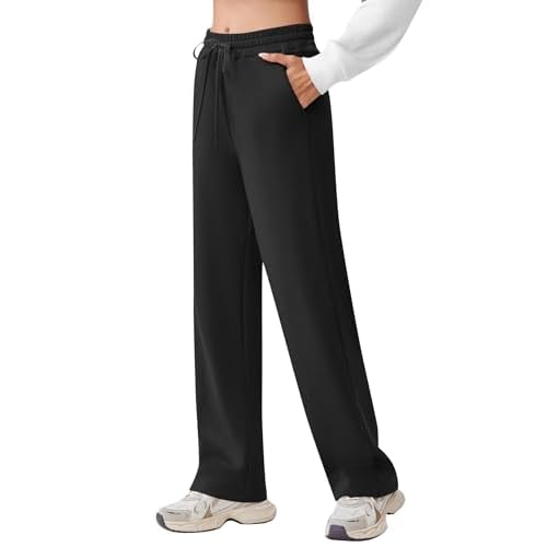 PINSPARK Women's Wide Leg Sweatpants High Waisted Baggy Workout Sweat Pants Comfy Drawstring Athletic Pants with Pockets