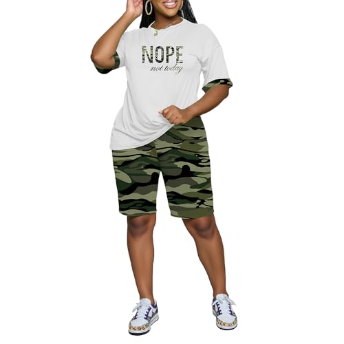 Camouflage Women’s 2 Piece Workout & Casual Set - XX-Large Summer Activewear