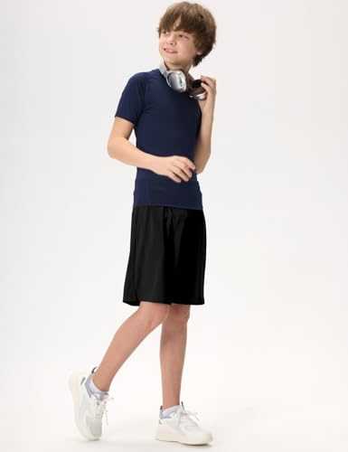 Kids Athletic Shorts with Pockets - Youth Quick Dry Sports Shorts, X-Small, Black