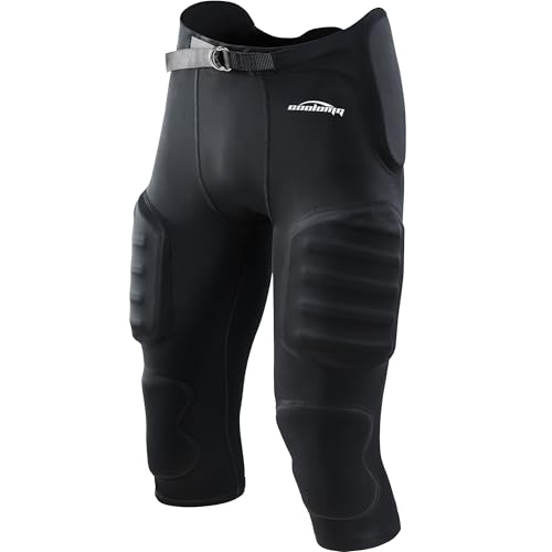 Youth Football Pants with 7 Pads - Small Black, Integrated Padding