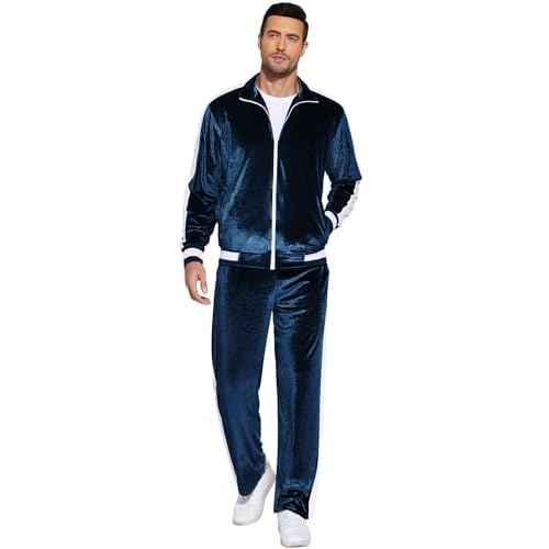 COOFANDY Mens Tracksuit 2 Piece Set Velour Sweatsuit Jogging Suits Full Zip Jacket Pants Outfits
