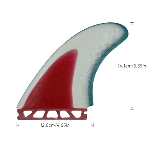UPSURF Twin Surfboard Fins Set with Single Tabs - Solid Fiberglass MR Size