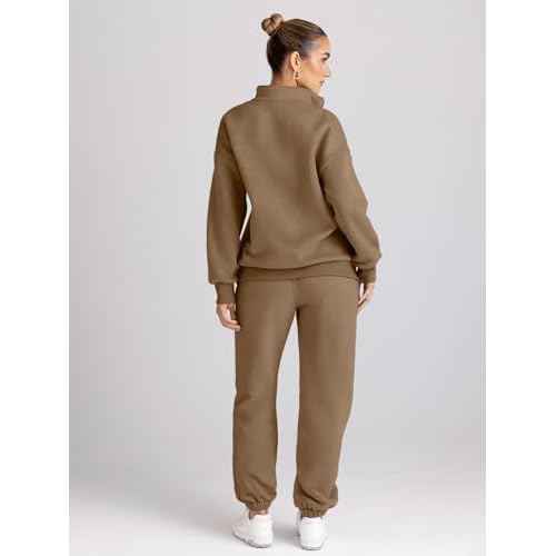 Trendy Queen Womens Sweatsuits 2 Piece Outfits Fall Lounge Sweat Sets Half Zip Sweatshirts with Baggy Sweatpants